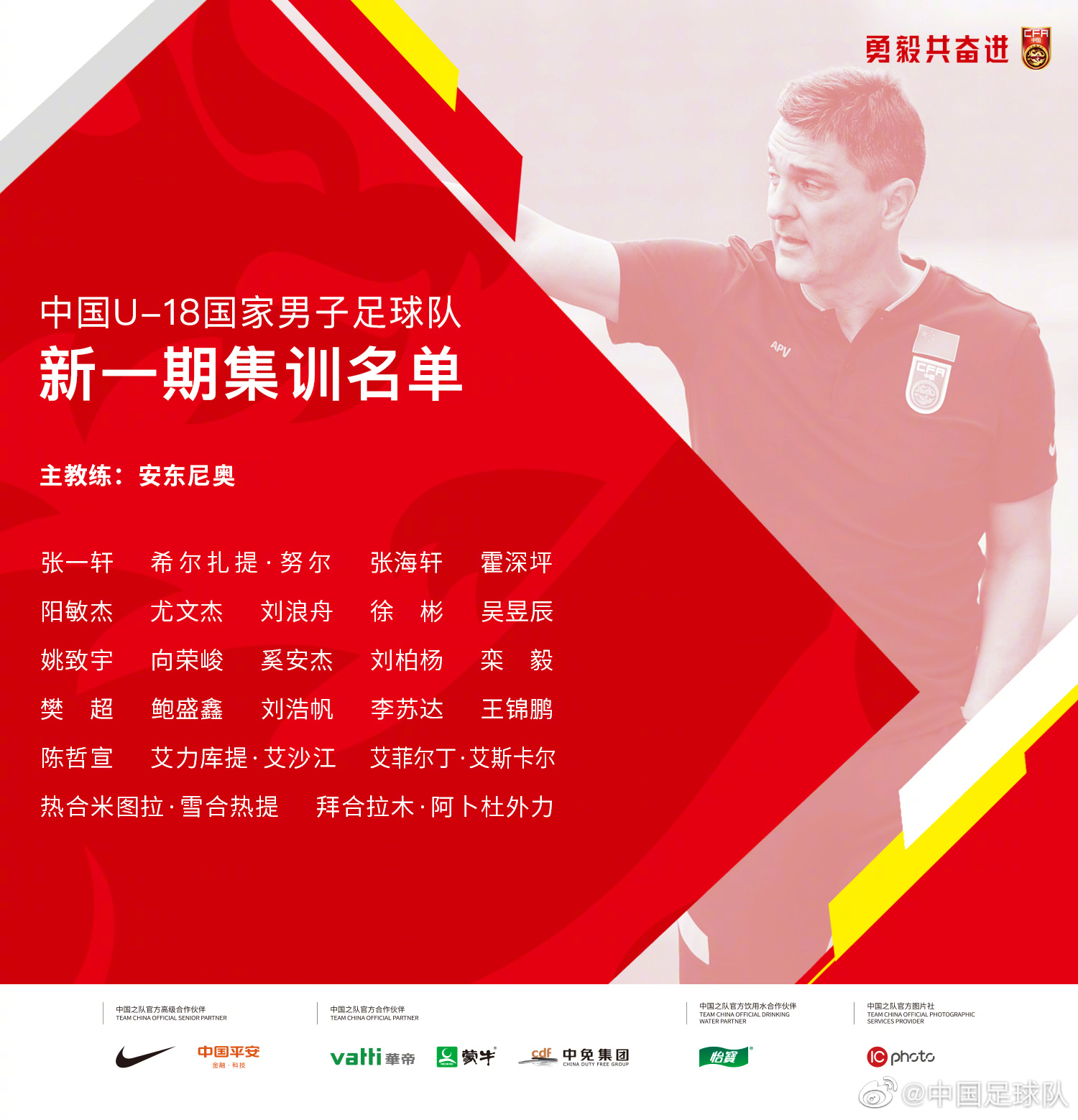 U18国足新名单公布：24人集结