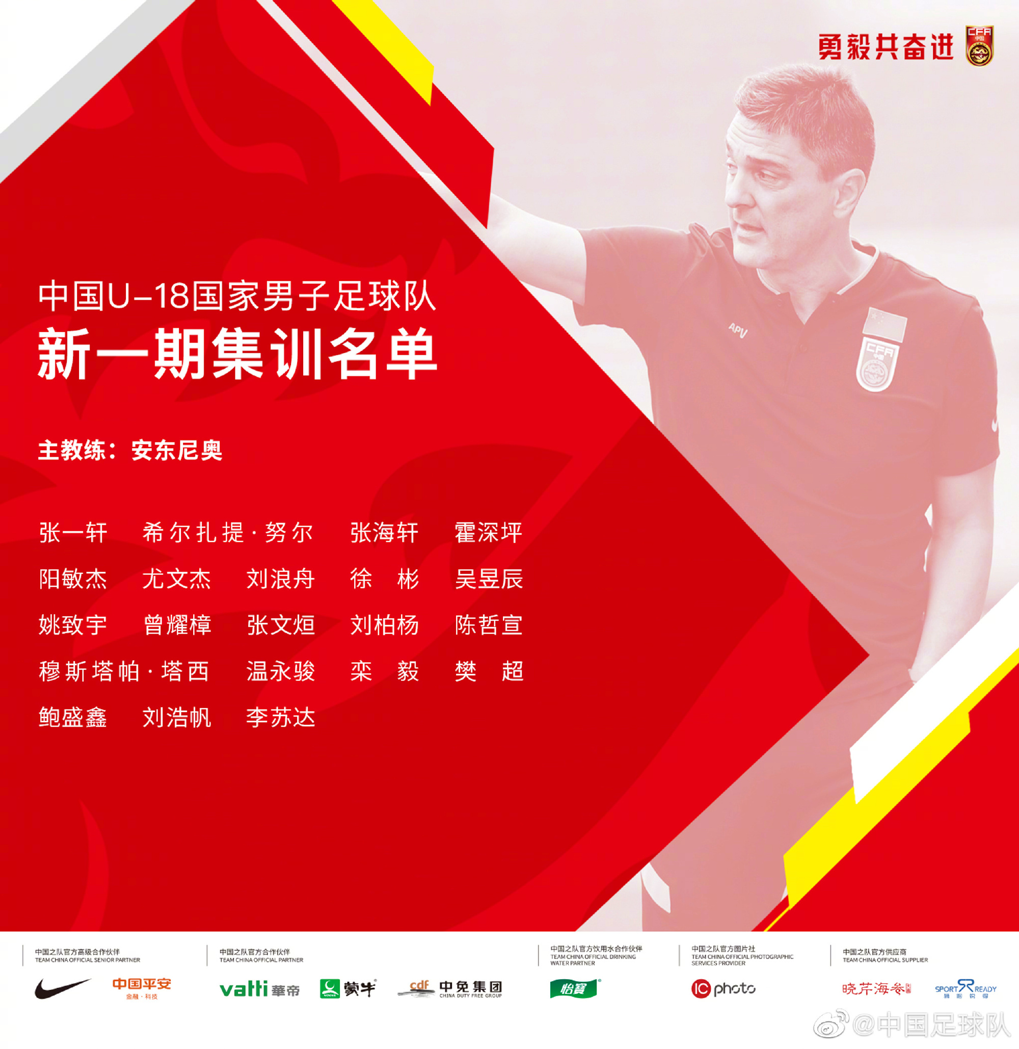U18国足集训名单公布：广药集团占多数