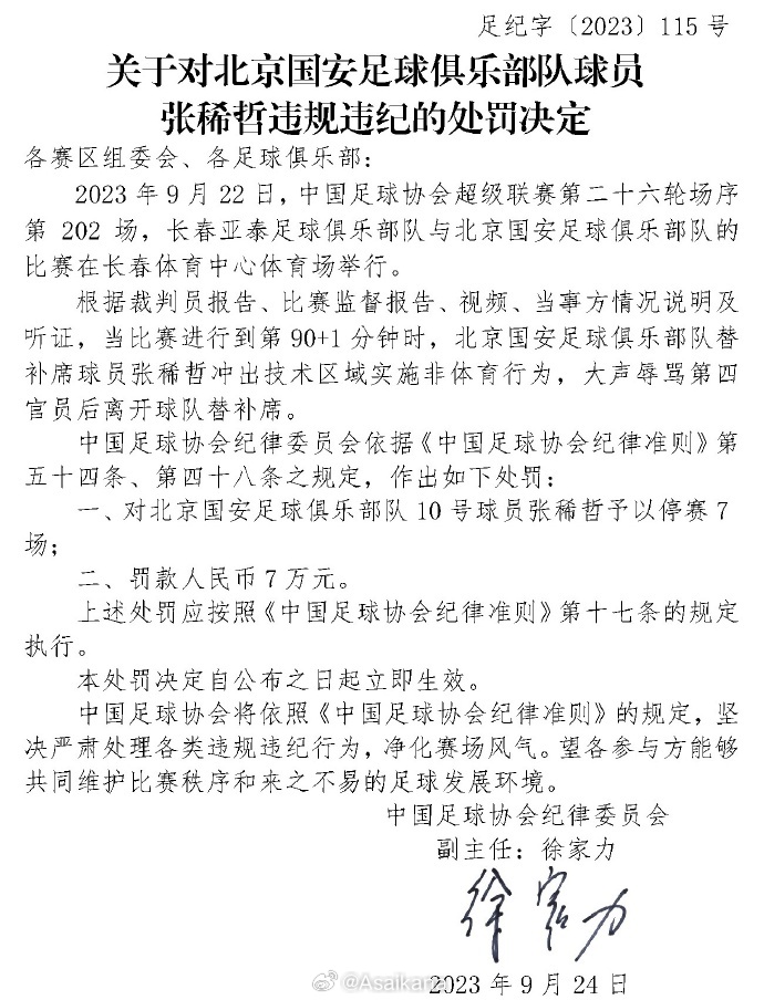 张稀哲停赛细节曝光