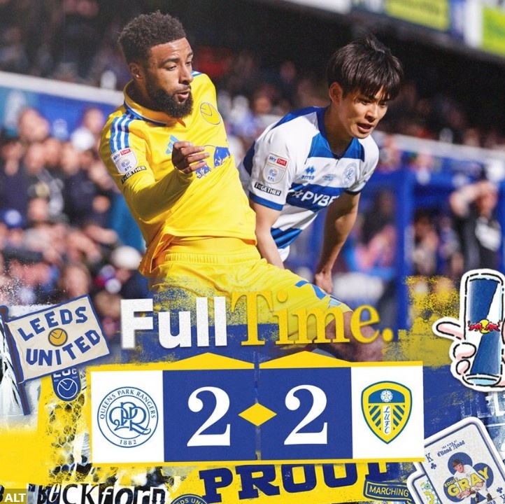 利兹联2-2憾平QPR|英冠榜首优势缩水